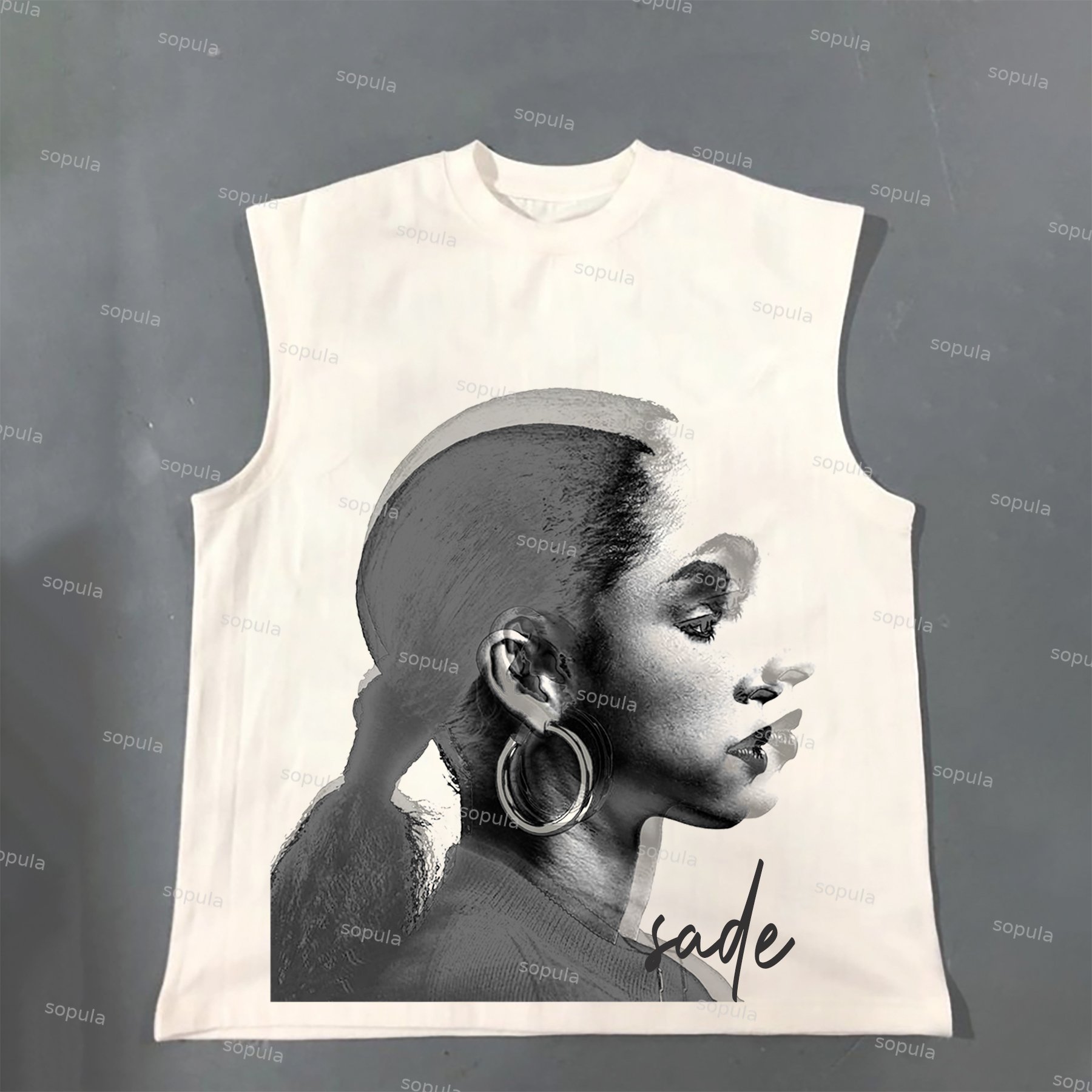 Men's Sade Adu Print Cotton Tank Top - SOPULA