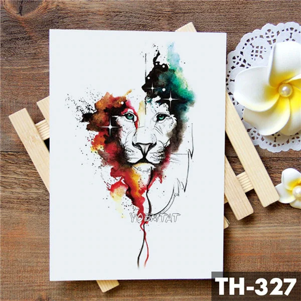 Sdrawing Geometric Rose Fox Wolf Waterproof Temporary Tattoo Sticker Swan Elk Animals Flash Tattoos Body Art Fake tatoo