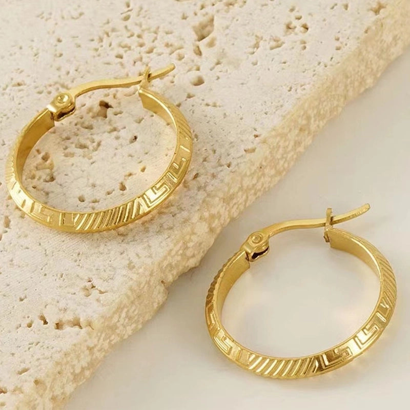 1 Pair Elegant Minimalist Solid Color 304 Stainless Steel 18K Gold Plated Stainless Steel Earrings