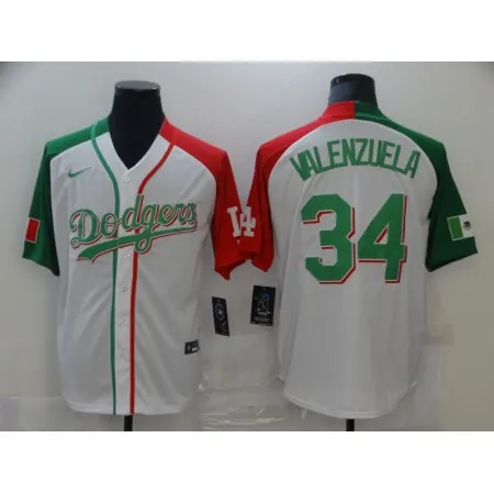 Men's Los Angeles Dodgers #34 Toro Valenzuela Mexican Heritage Culture Night MLB Jersey QQIW