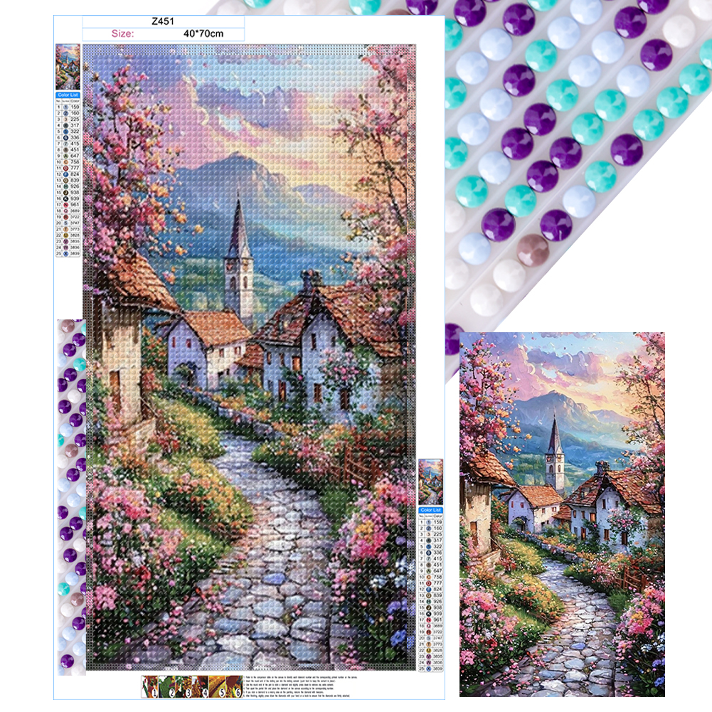 Small Town Scenery 40*70cm(canvas) full round drill diamond painting