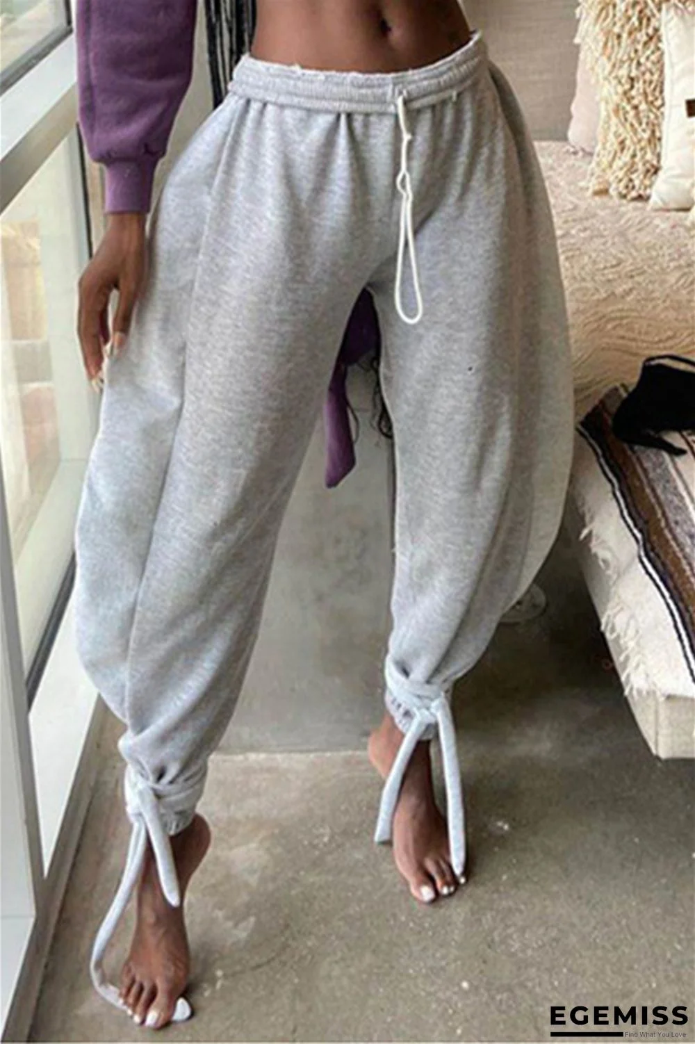Grey Sexy Casual Sportswear Solid Bandage Pants Loose Bottoms | EGEMISS