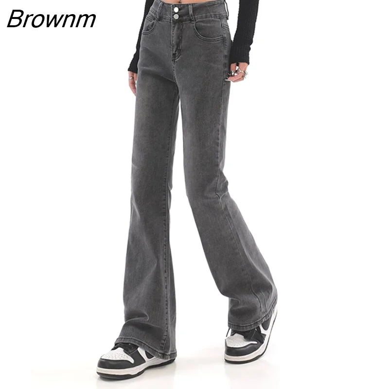 Brownm Waist Flare Jeans For Woman Aesthetic Retro Sexy Denim Sweatpants Streetwear Fashion Harajuku Jeans Trousers