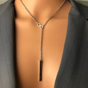 pornhint Pornhint circle lariat bar Discreet public day collar Submissive All stainless steel chain & infinity Y w/bar whip crop flogger pillar pendant
