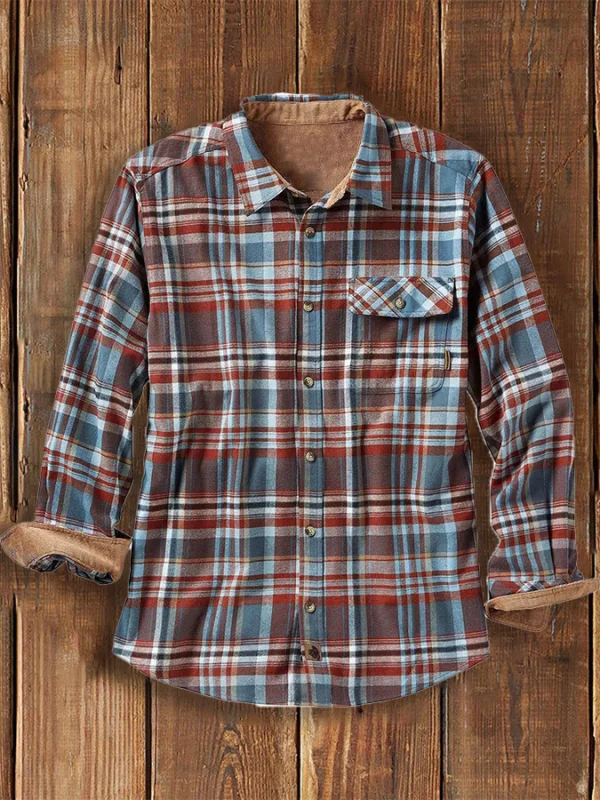 Men's Plaid Casual Versatile Long Sleeve Shirt