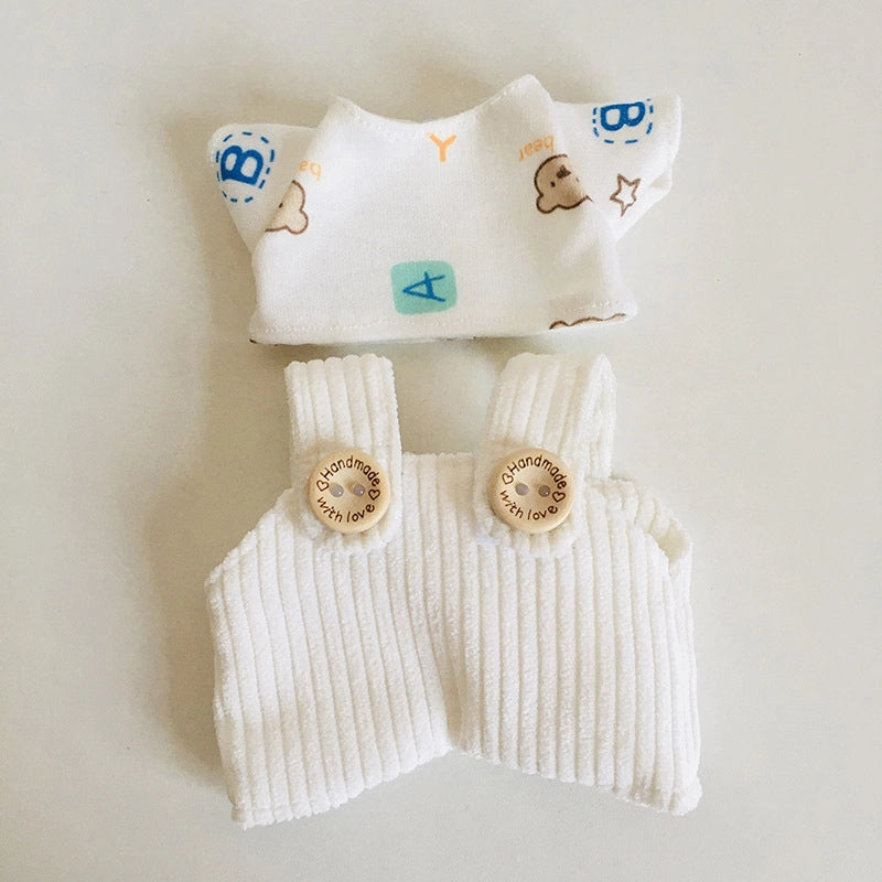 17cm Vinyl Plush Doll Clothes Pull Cloth Pendant T-shirt Button Suspender Pants Clothing Accessories Blind Box Doll Clothes