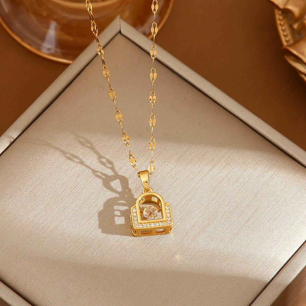 Handbag Zirconia Gold-Plated Necklace