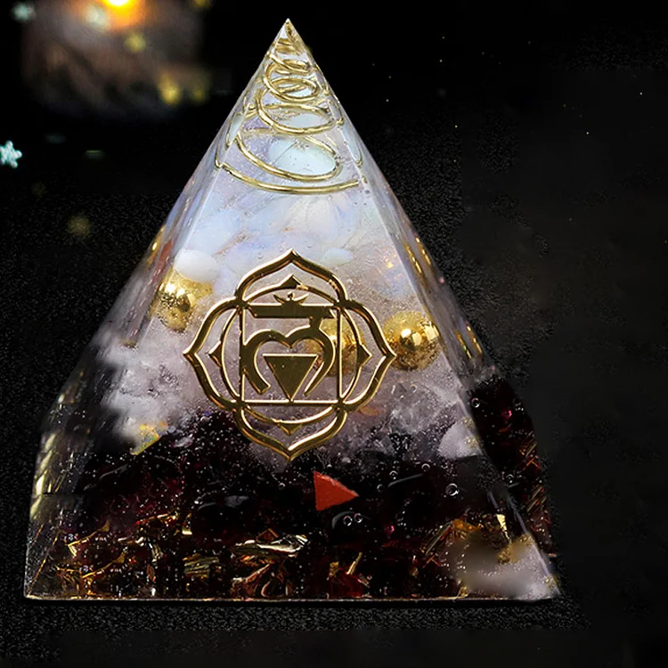 Clear Crystal with Black Tourmaline Love Attraction Orgone Pyramid