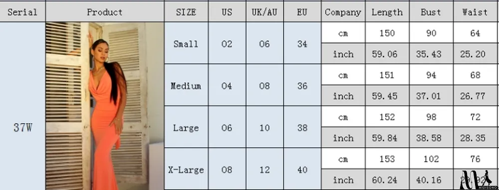 MidiSono - Summer Sexy Orange Plunge Neck Strapless Mermaid Evening Dress