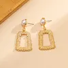 Simple Square Pearl Earrings