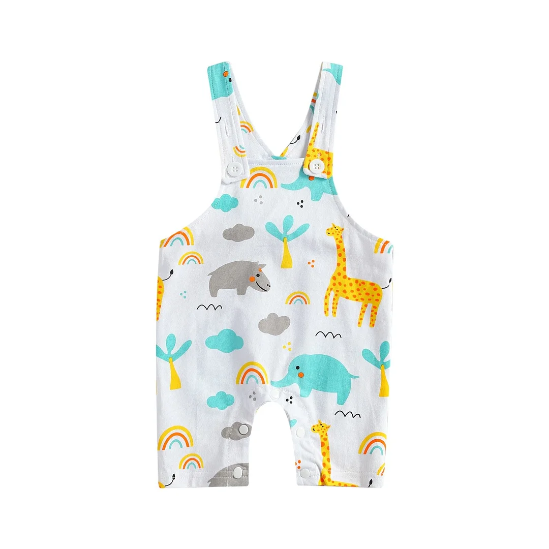 Summer Breathable Infant Suspender Trouser, Baby Girls Boys Leisure Style Cute Cartoon Animal Printing Casual Jumpsuit