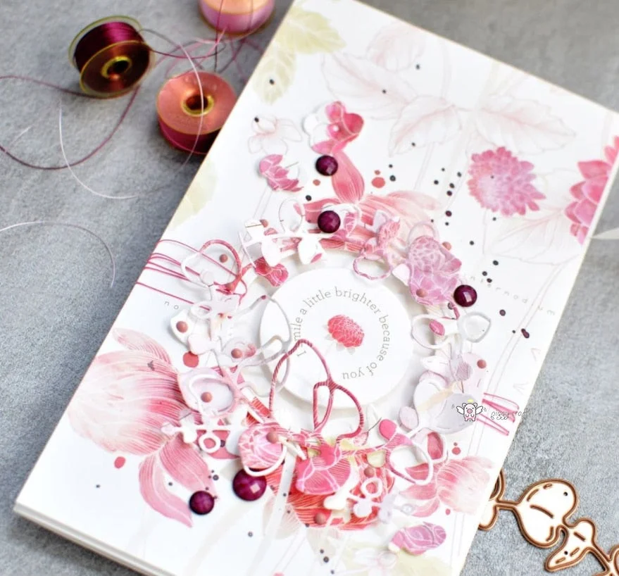 Piggy Craft metal cutting dies cut die mold Leaf fruit circle wreath Scrapbook paper craft knife mould blade punch stencils