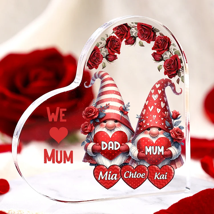 5 Names-Personalized Family Dwarf Acrylic Ornament-Custom Text Acrylic Family Heart Keepsake Desktop Ornament For Family