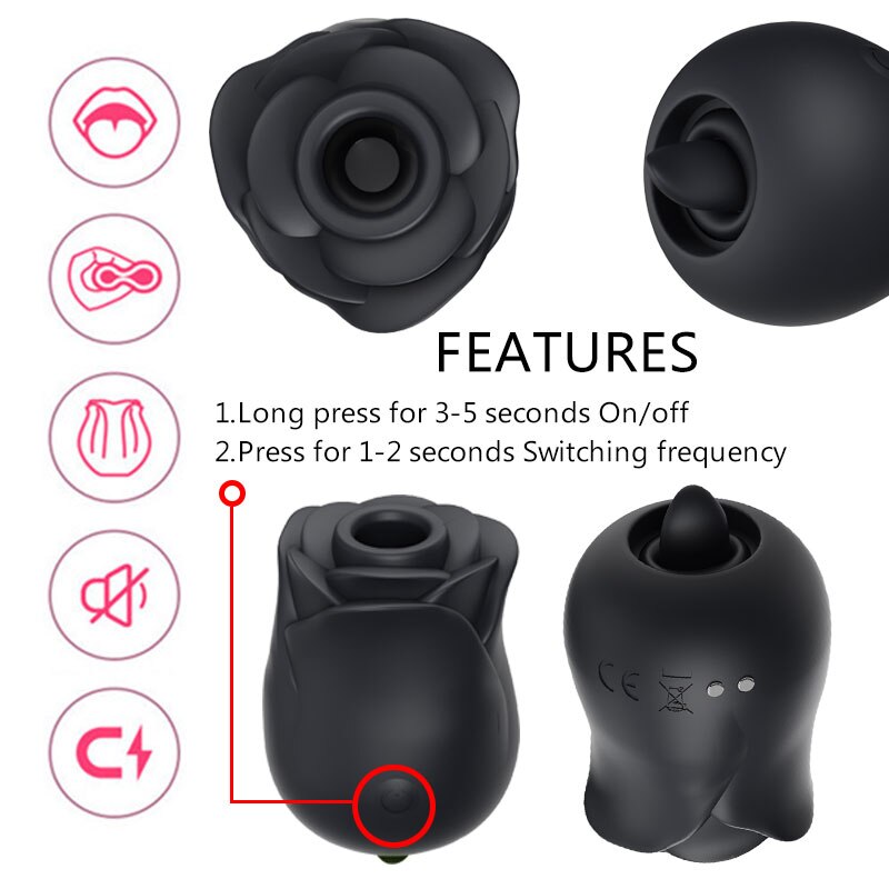 the rose clit sucker · rose vibrator with licking, sucking and vibrating function