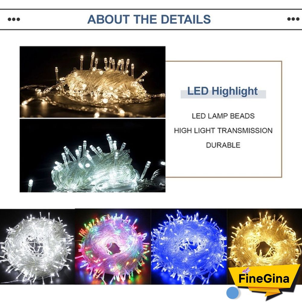 Holiday Led Christmas Lights Outdoor 100M 50M 30M 20M 10M Led String Lights Decoration For Party Holiday Wedding Garland