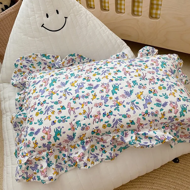 Baby Floral Deer Lace Pillowcase