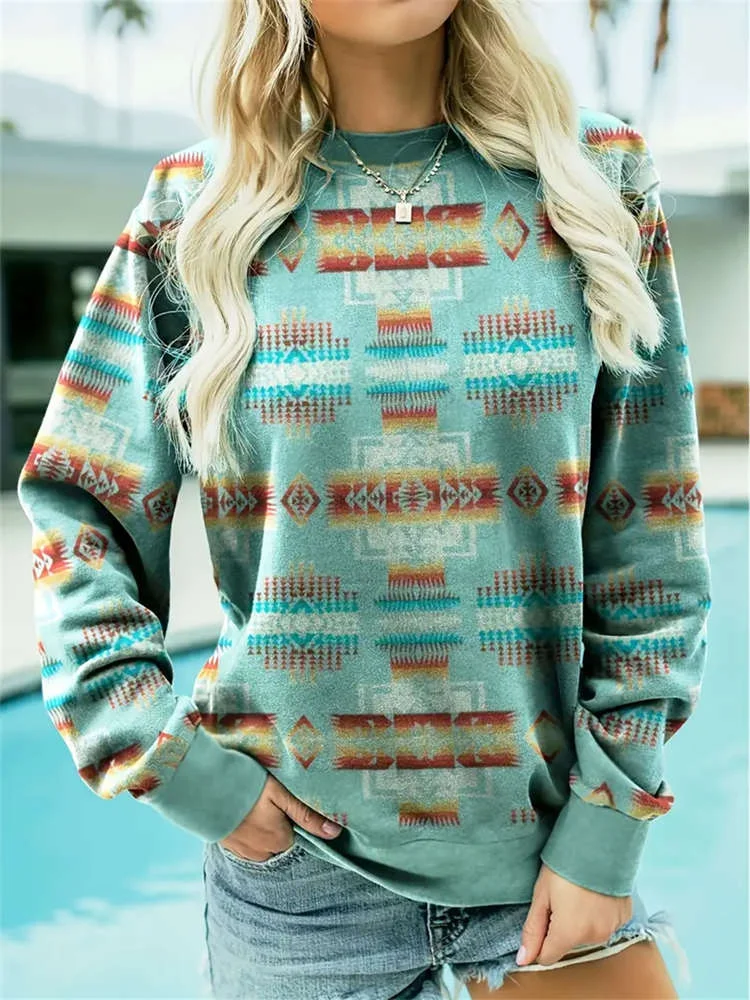 Utbros Vintage Tribal Geo Print Women's Sweatshirt
