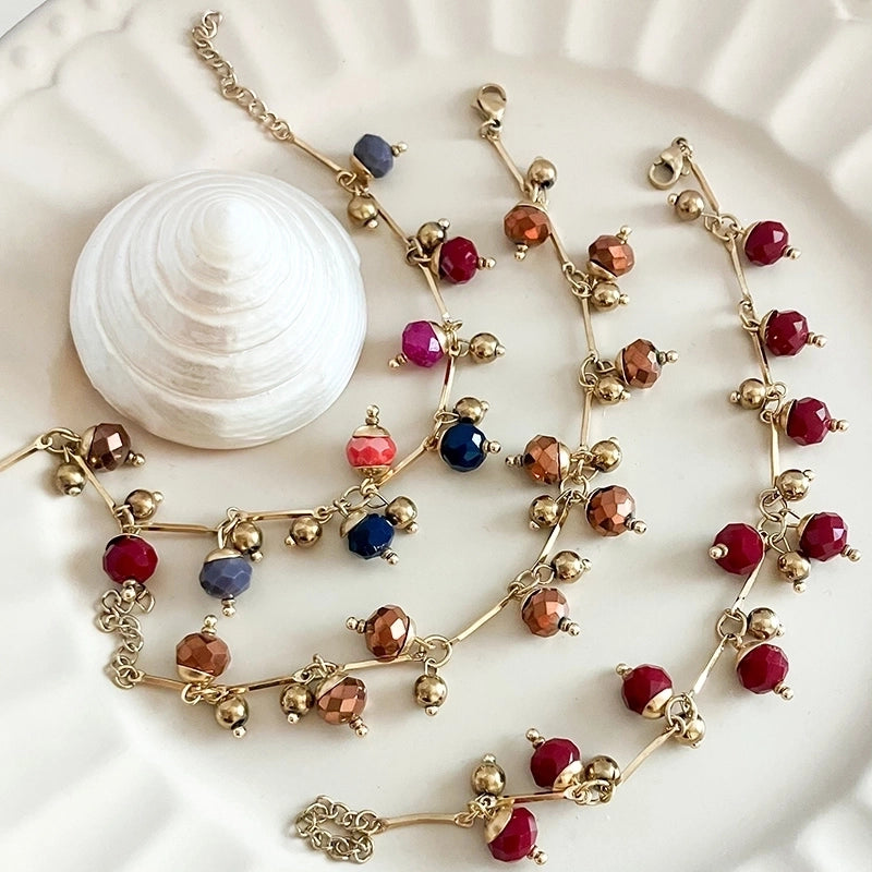 Elegant Streetwear Round 14K Gold Plated 304 Stainless Steel Artificial Crystal Bracelets