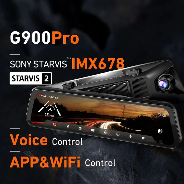 G900Pro 12MP WiFi Touch Screen Smart Rear View Mirror Dash Cam
