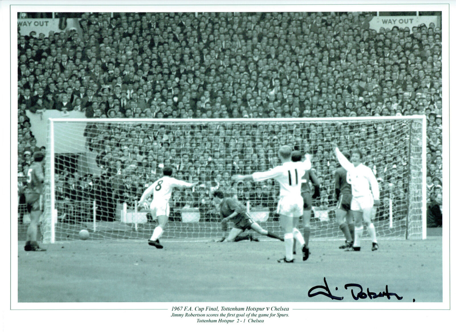 Jimmy ROBERTSON Signed Tottenham Hotspurs Goal Autograph 16x12 Photo Poster painting AFTAL COA