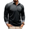 Men's Long Sleeve Lapel Polo Shirt