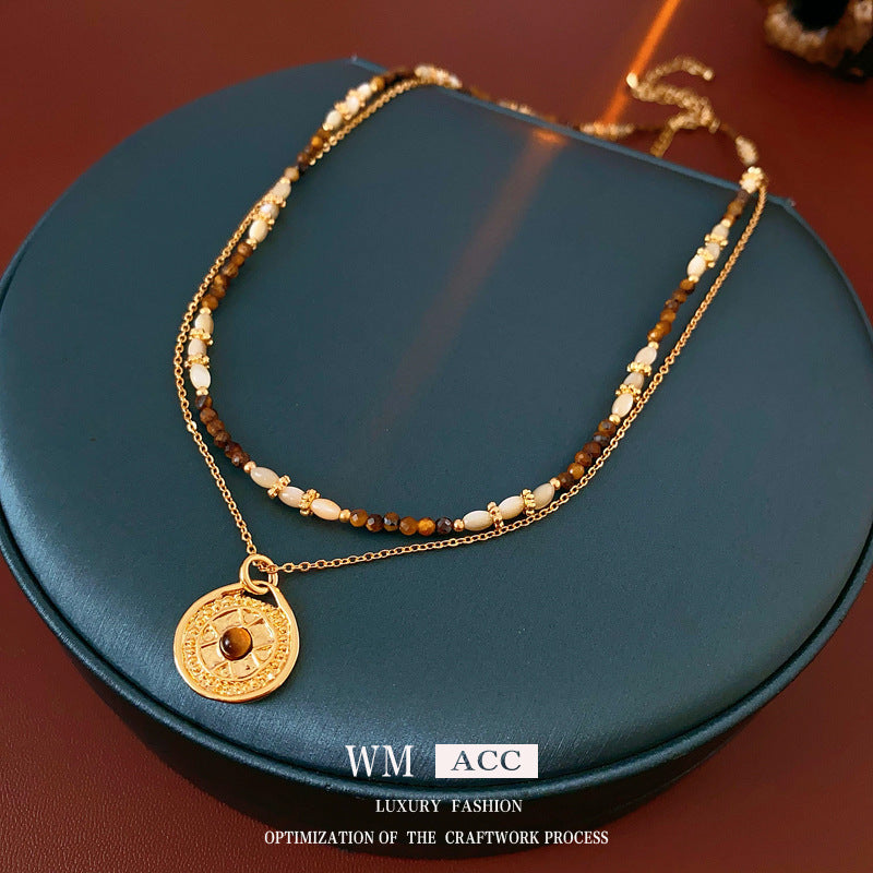 Medieval Round Geometric Copper Electroplating Necklaces