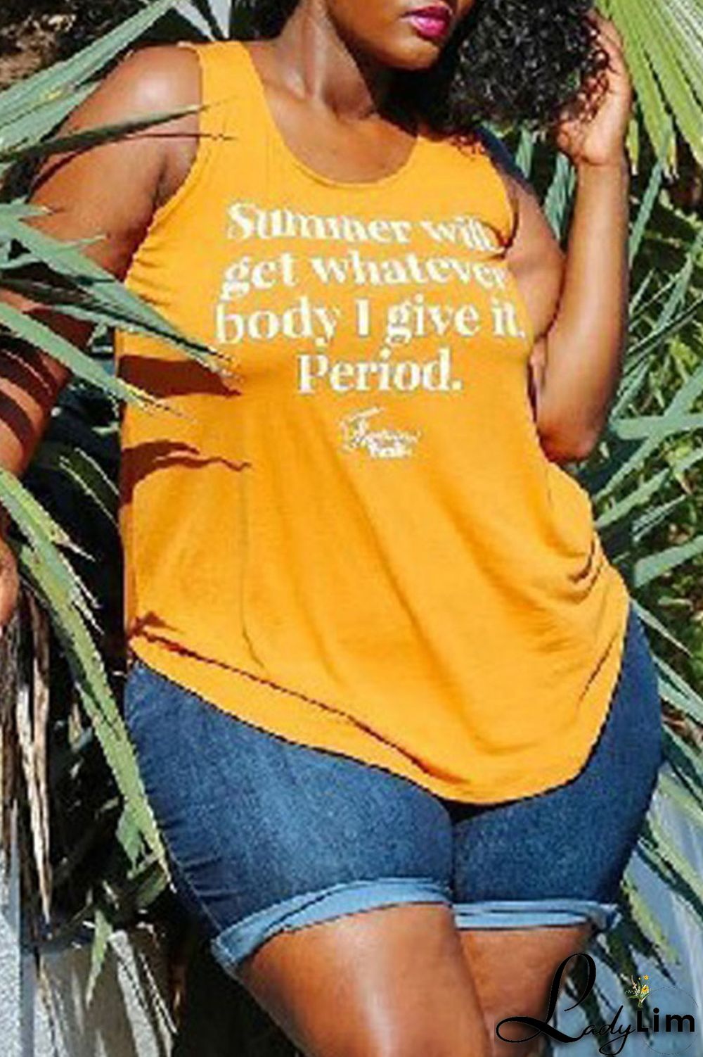 Yellow Casual Print Patchwork O Neck Plus Size Tops