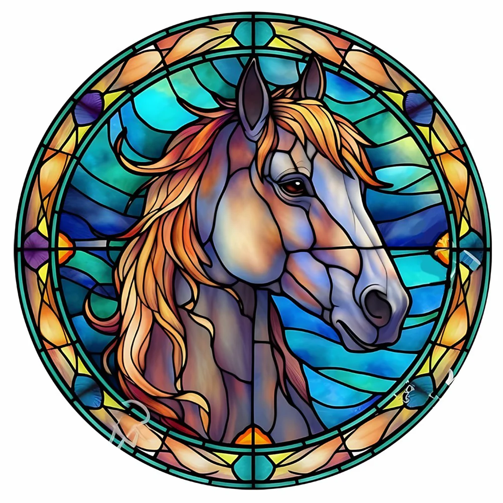Diamond Painting - Full Round Drill - Stained Glass Horse(30*30cm)