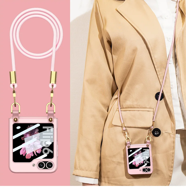 Suitable for Samsung Galaxy Z Flip5\6 Fashion Girls Ultra-thin Strap New Personality Crossbody Strap Mobile Phone Case