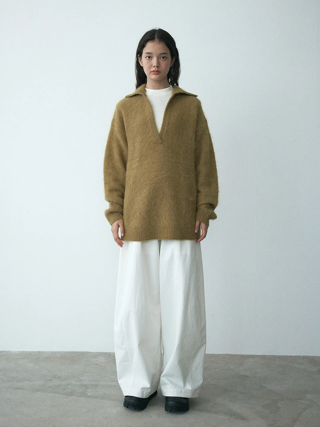 Toloer [Daihe] Winter New Casual High Waist Full Cotton Draw Rope Yeast Wash Arc Versatile Wide Leg Jeans H7719-Outfit Ideas