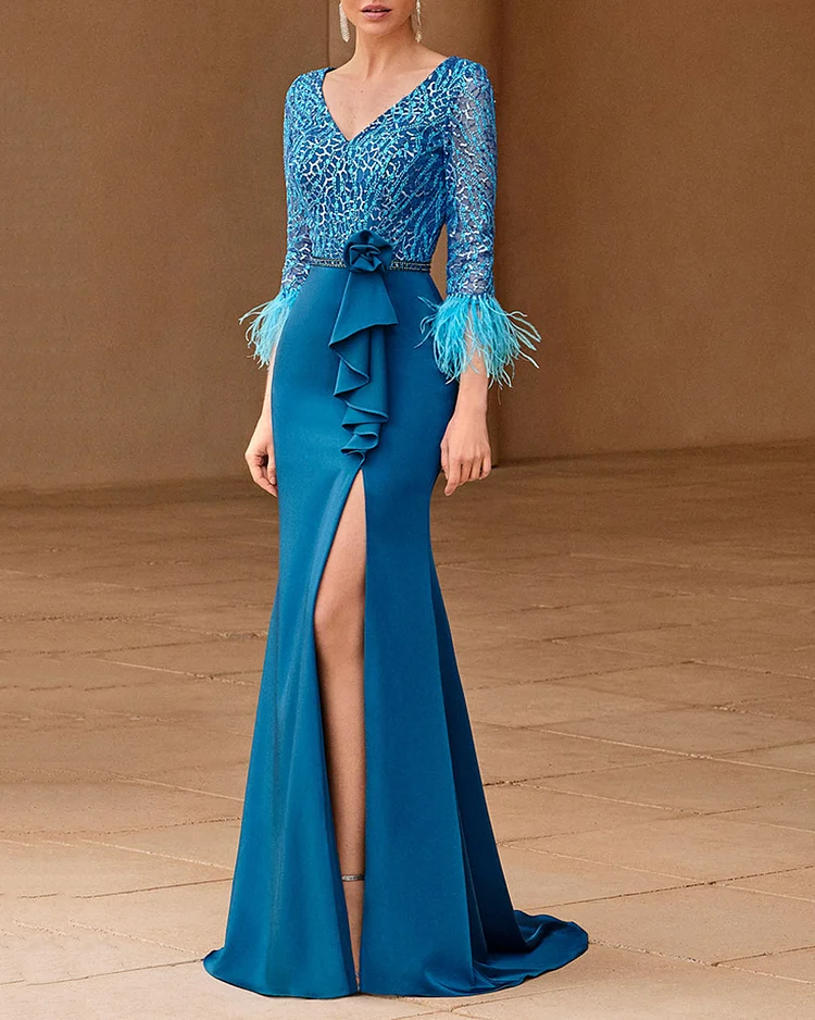 Elegant Feather Party Prom Wedding Dress