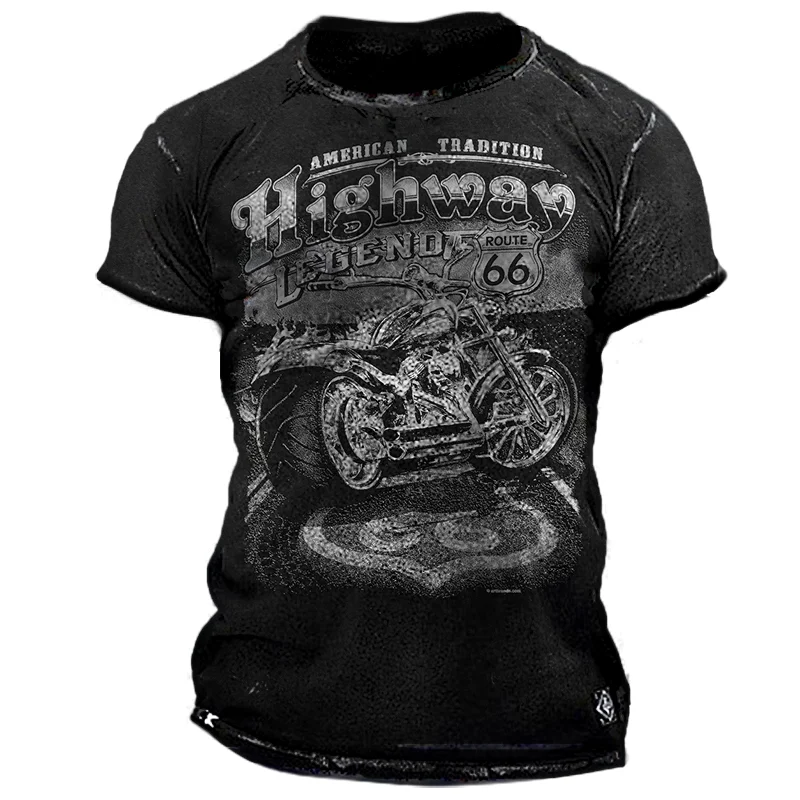 Mens US Route 66 Retro Print T-Shirt / [viawink] /