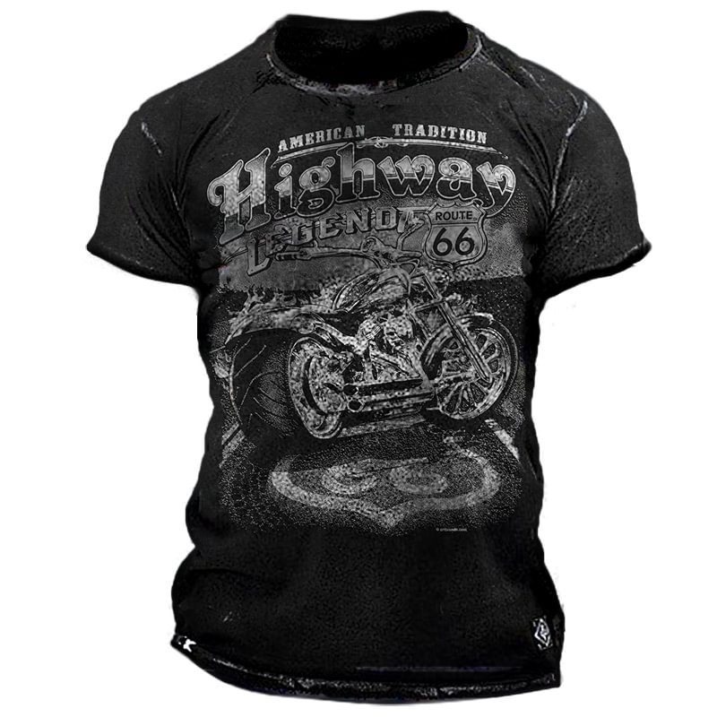 Mens US Route 66 Retro Print T-Shirt / [viawink] /