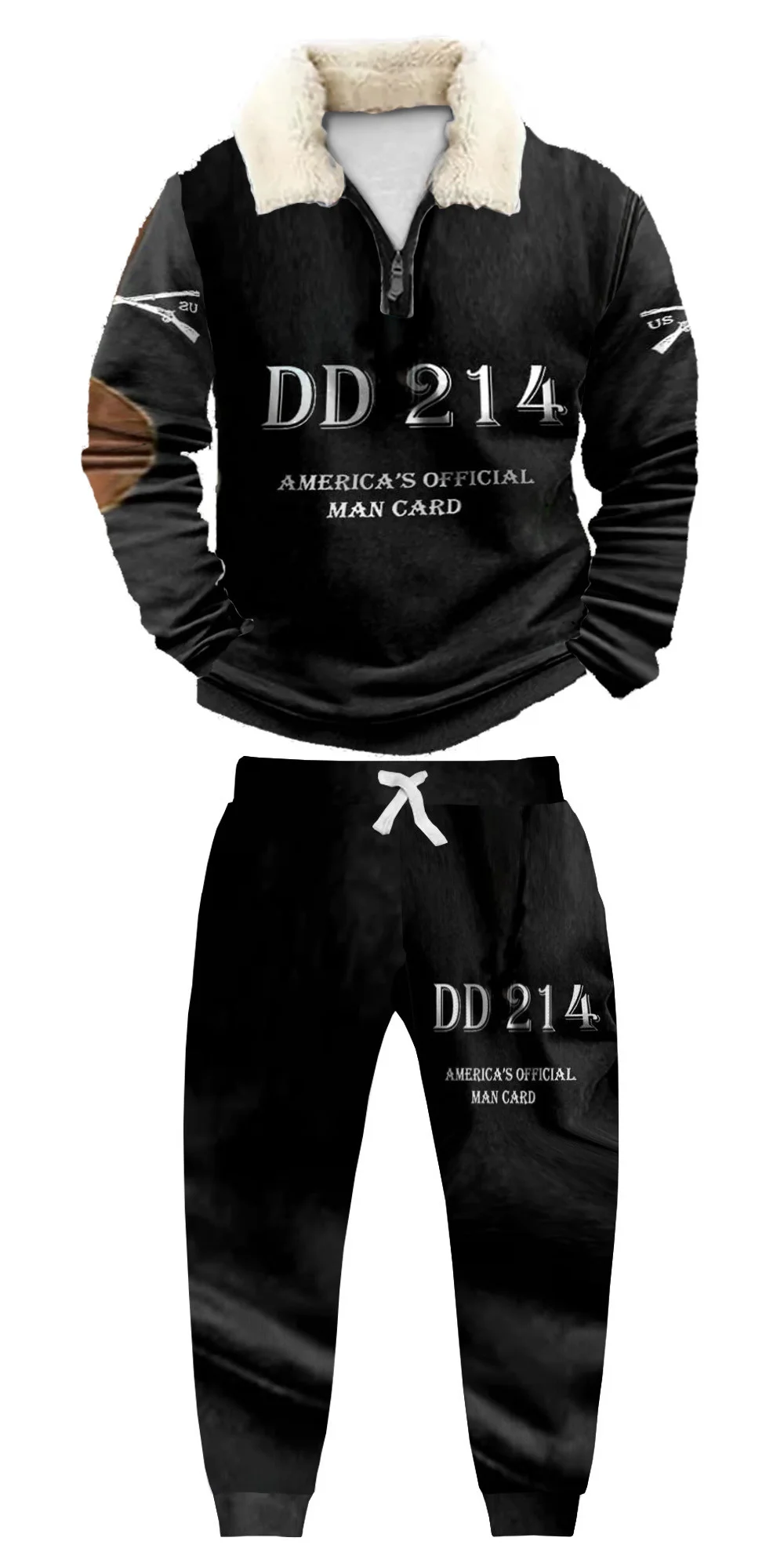 Fashion1/4 Zip Stand Fleece Collar Thick Sweatshirt & Sweatpant c7b7 e248