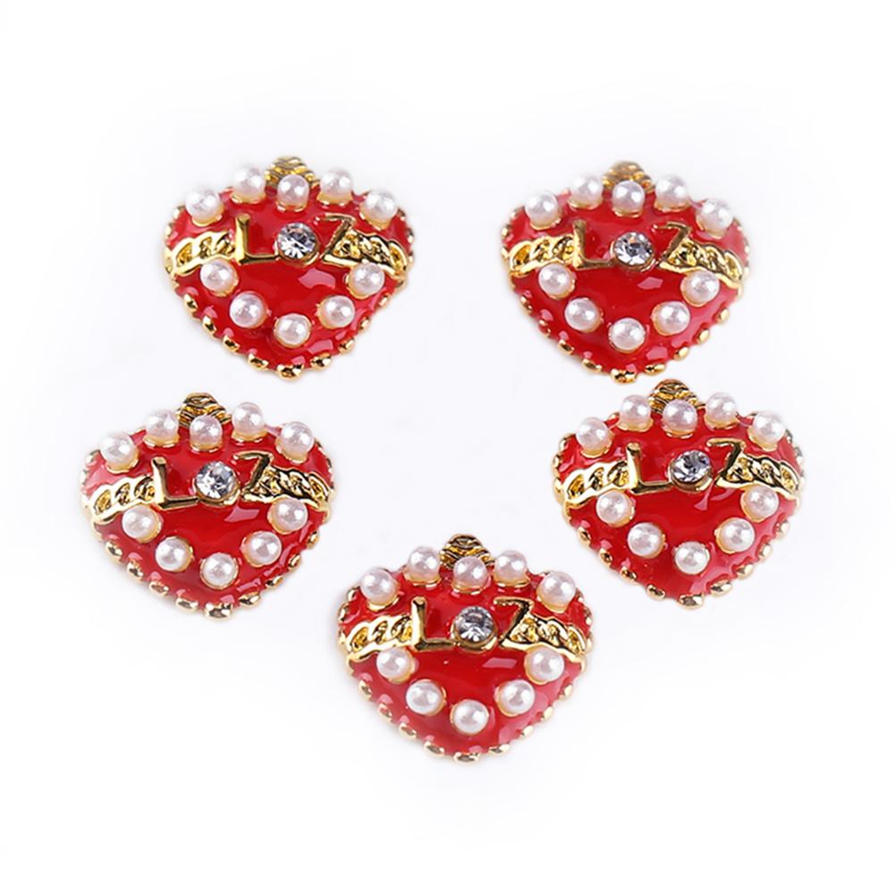 

5pcs Romantic Rhinestones Love Heart Nail Art Charms DIY Valentine Manicure, 501 Original