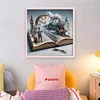 Books And Trains-11CT Stamped Cross Stitch 50*50cm/19.69*19.69in