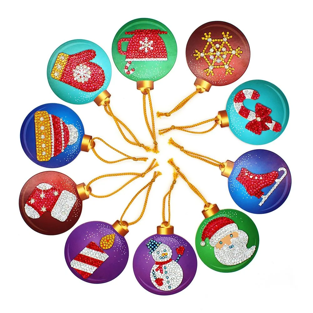 10pcs DIY Partial Drills Diamond Painting Special Shape Xmas Tree Pendants