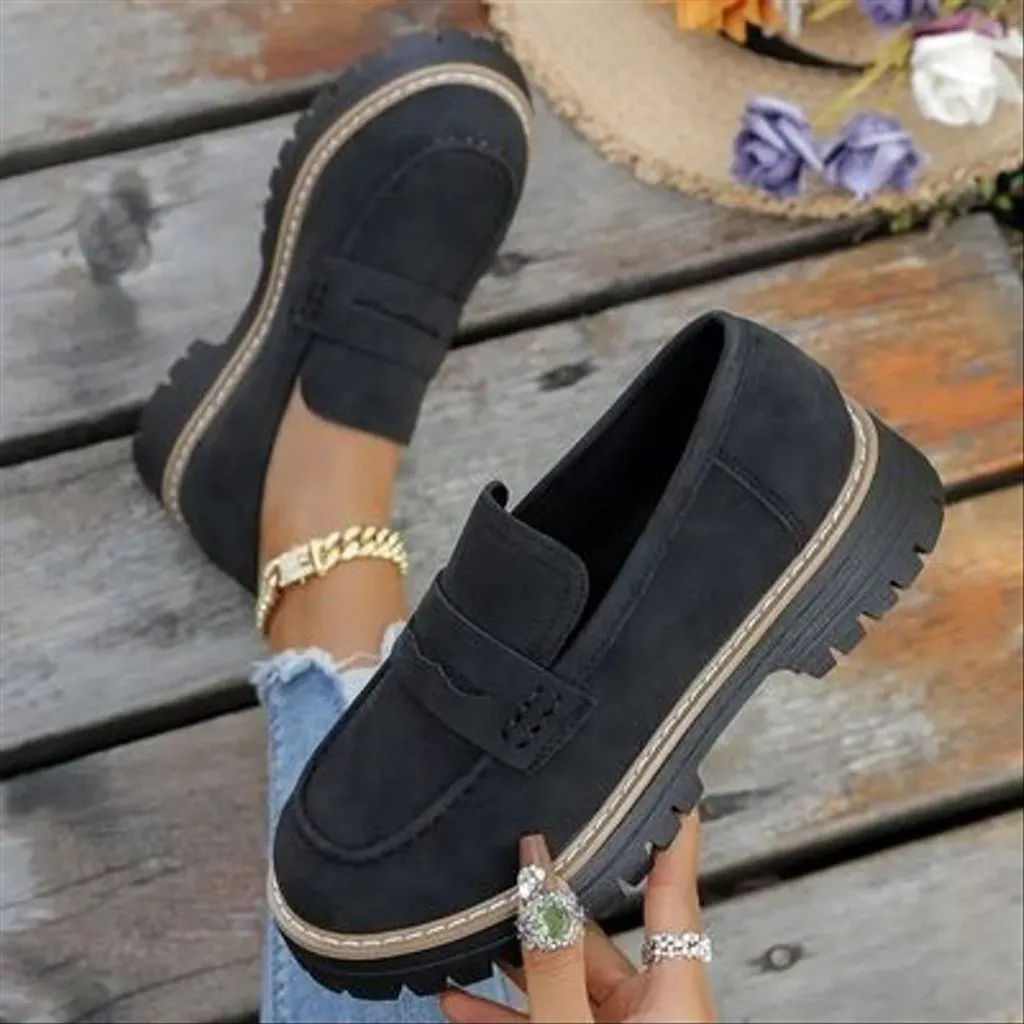 🔥Dernier jour ! 60 % de réduction !🔥 Mocassins Penny vintage légers pour femmes - Chaussures à plateforme à enfiler avec semelle épaisse en caoutchouc