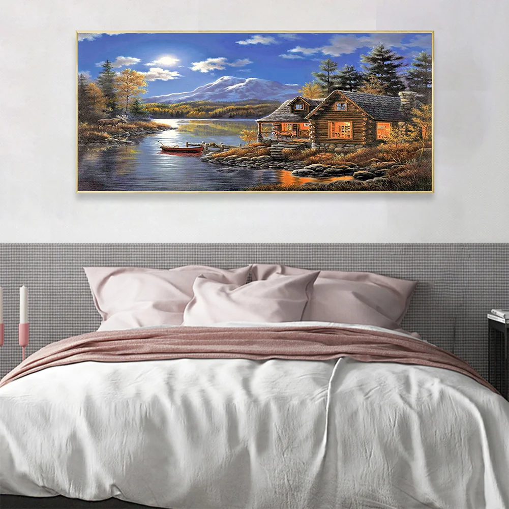 Diamond Painting - Full Round Drill - Riverside Lodge(80*40cm)