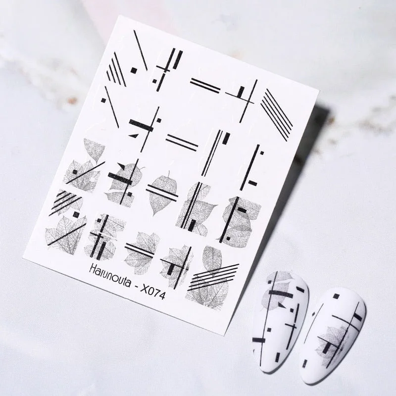 Iridescent Bronzing Fall Leaf 3D Nail Sticker Autumn Gold Black Sparkly Maple Leaves Decals Slider Nail Art Decoration Manicures