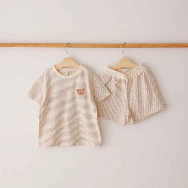 Toddler Bear Striped Tee and Shorts Set