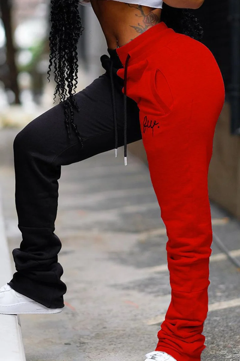 RedBlack Fashion Casual Mid Waist Trousers | EGEMISS