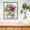 (Stamped/Counted) Flowers In Tea Cup - 18CT Cross Stitch 20*25cm/7.87*9.84in