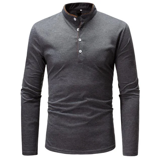 Casual Autumn Winter Polo Shirt Men Solid Long Sleeve Polo Shirt Men Slim Fit Polo Homme