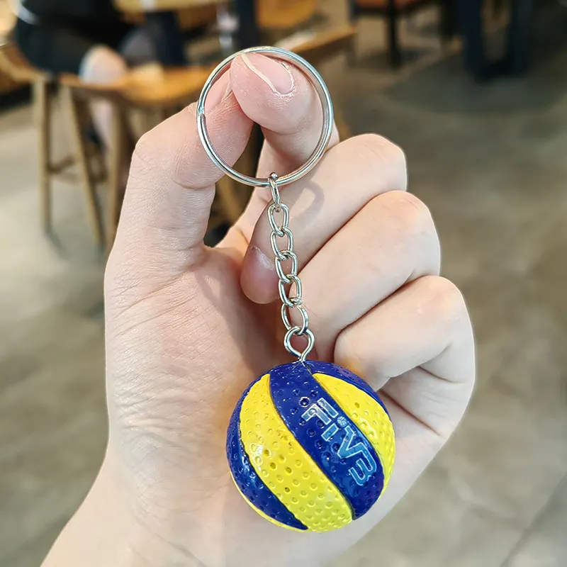 New Cartoon Rubber Volleyball Light Keychain Digital Printing Fashion Trend Sporty Creative Schoolbag Pendant Women Men's Mini