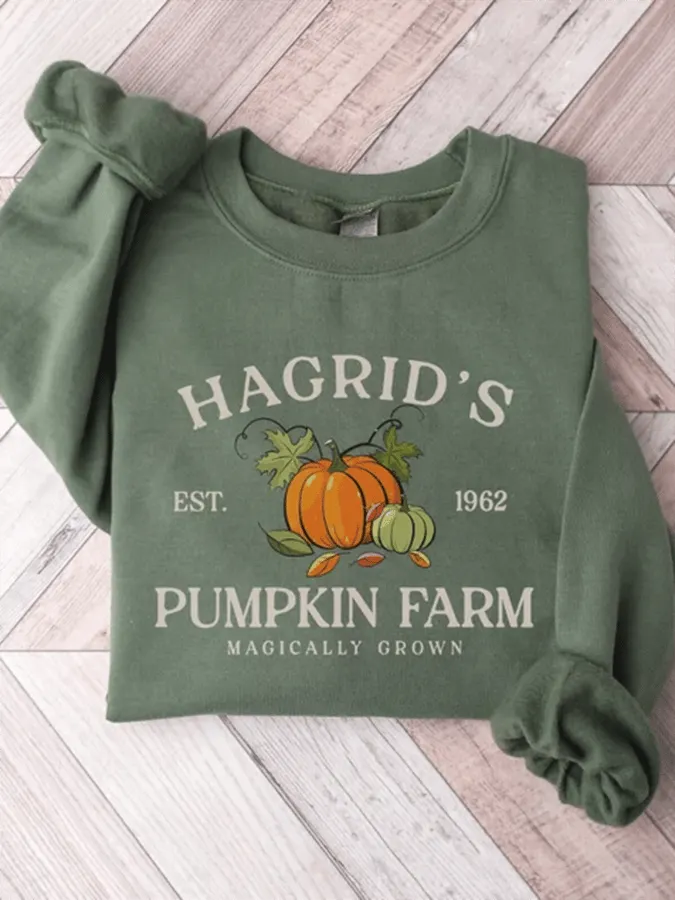 Women's Halloween Printed Crew Neck Sweatshirt 