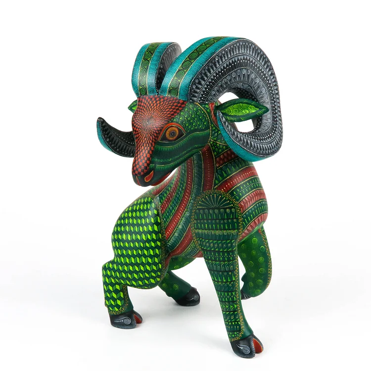 Bighorn Ram - Oaxacan Alebrije Wood Carving Sculpture - Nestor Melchor