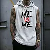 Men's Casual Street Bold "ME VS ME" Graphic Print Hooded Tank Top by Inlyline
