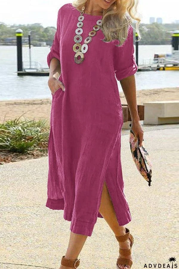 Casual Vintage Long Shirt Dress