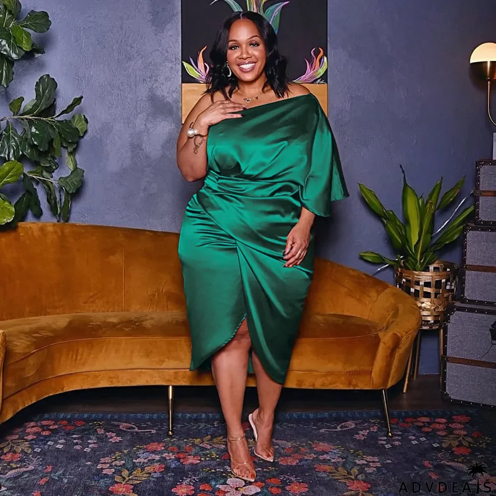 Fashion plus size women's nightclub pleated zipper asymmetric single sleeve skirt